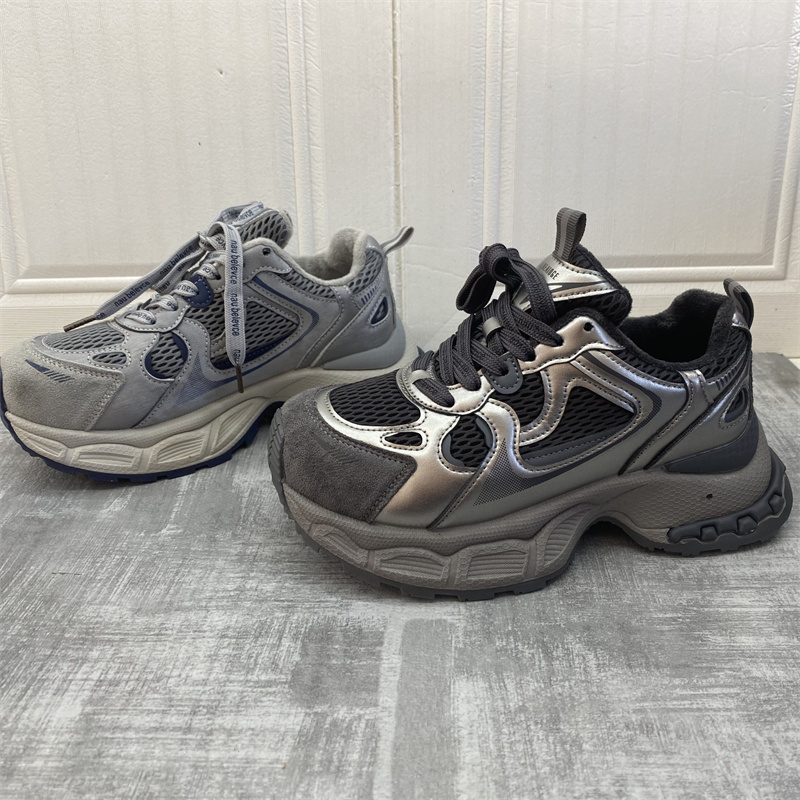 撤柜断码处理女鞋2025冬季新款时尚厚底运动休闲系带增高老爹鞋女