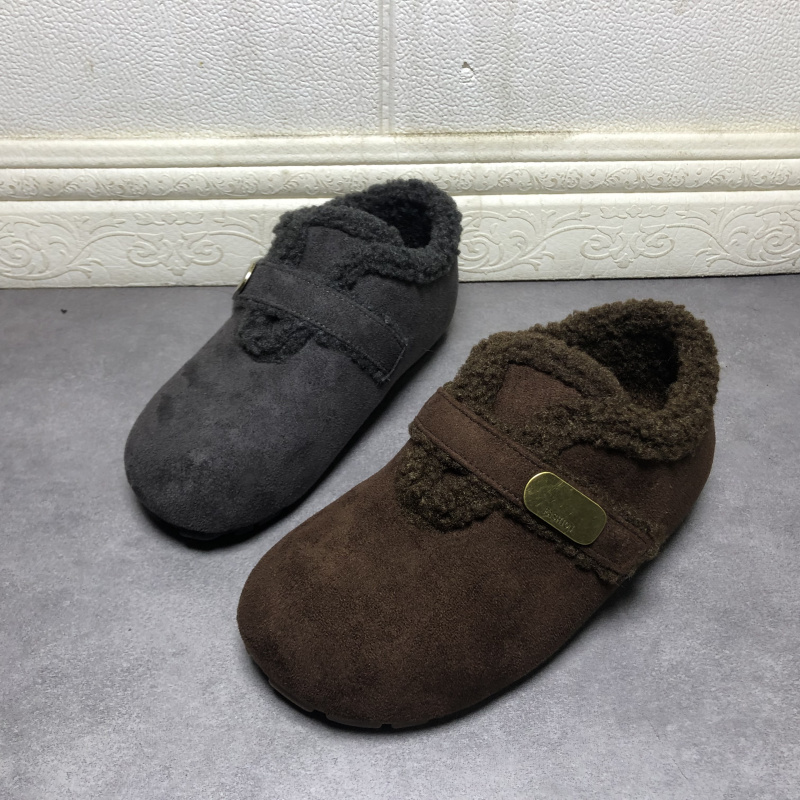 撤柜断码处理女鞋2025冬季款时尚加绒保暖毛绒圆头套脚舒适勃肯鞋