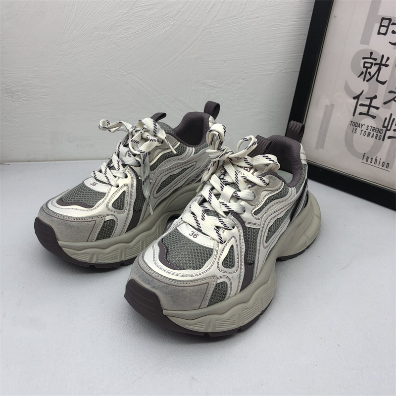 撤柜断码处理女鞋2025秋季新款时尚厚底休闲运动百搭系带老爹女鞋