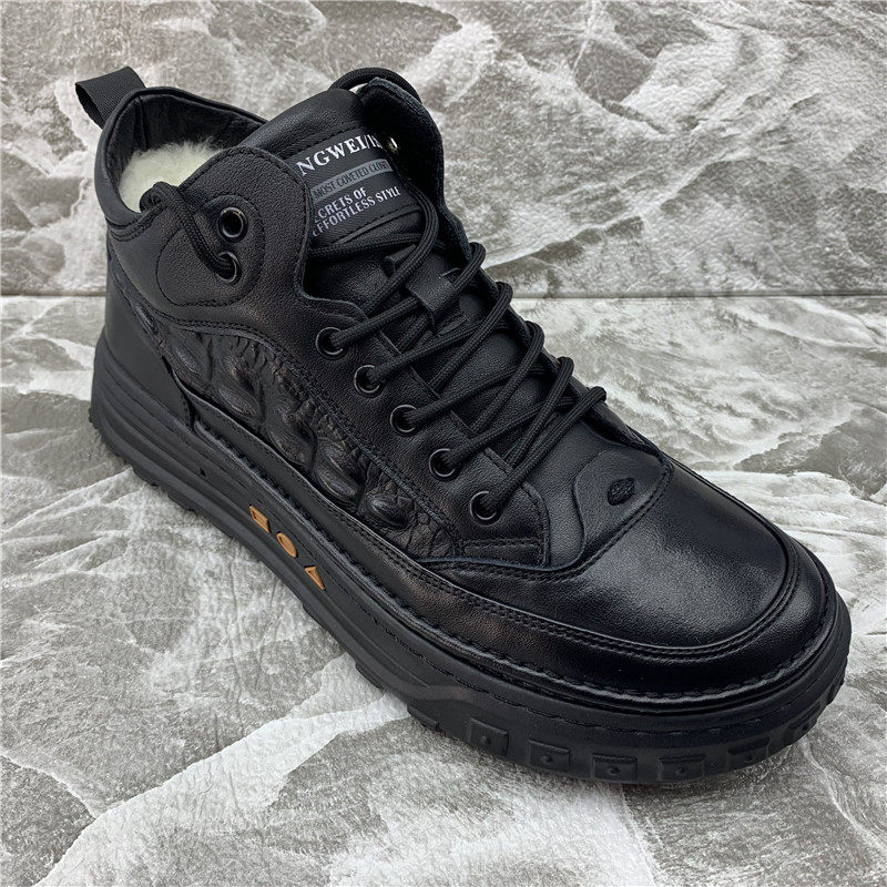 撤柜断码处理真皮男鞋2022年秋款时尚潮流百搭羊毛加绒休闲高帮鞋,流行男鞋,高帮鞋,淘宝优惠券,粉丝福利购,淘宝优惠卷