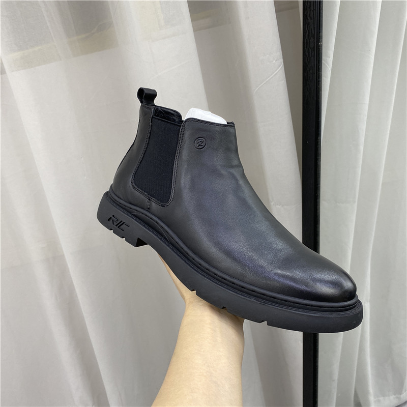 撤柜断码秋季圆头套筒真皮男鞋