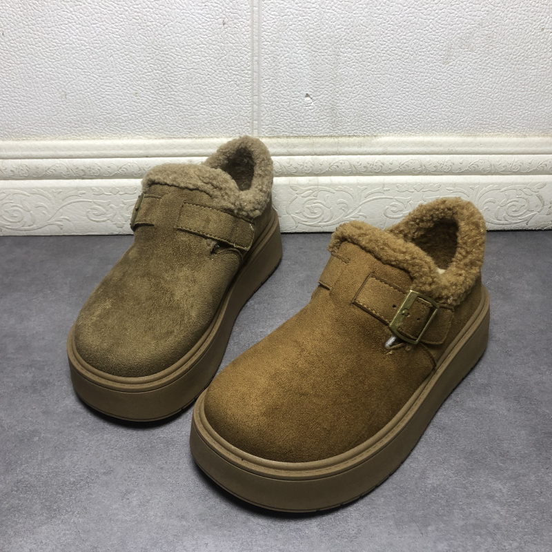 撤柜断码处理女鞋2025冬季款时尚舒适加绒勃肯鞋厚底保暖毛绒女鞋