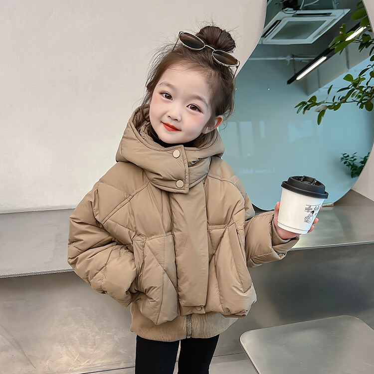童装2025新款女童羽绒棉服洋气冬装宝宝加厚连帽短款棉衣时尚外套