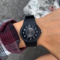 Mq-24-1B3 Black Dial Metal Bezel Digital Watch [Includes Screen Protector]