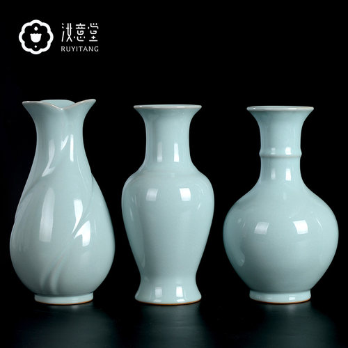 仿古汝窑陶瓷花瓶简约客厅