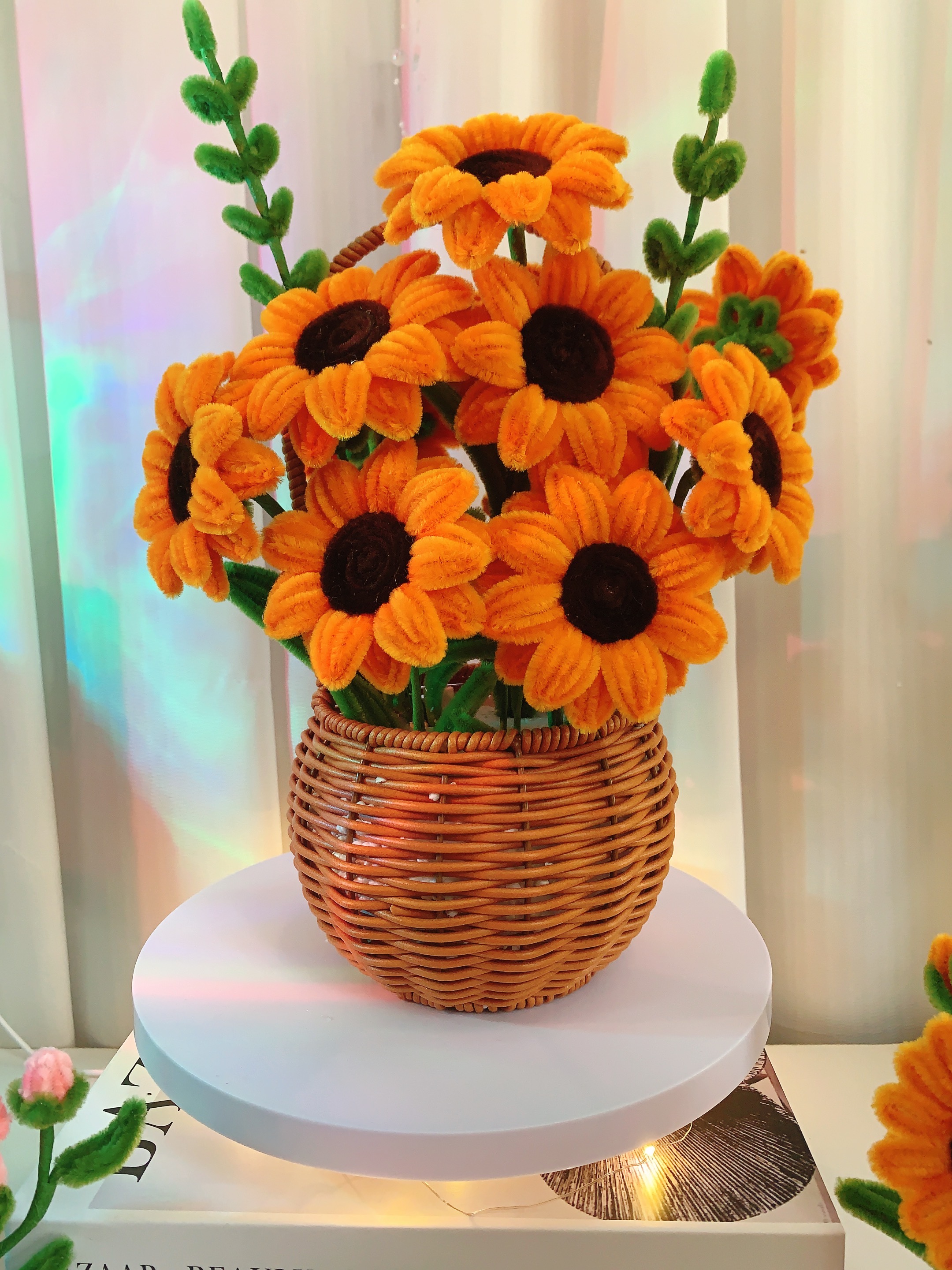 金黄色扭扭棒花束手工diy向日葵材料包全套毛根妞妞棒 不含花篮