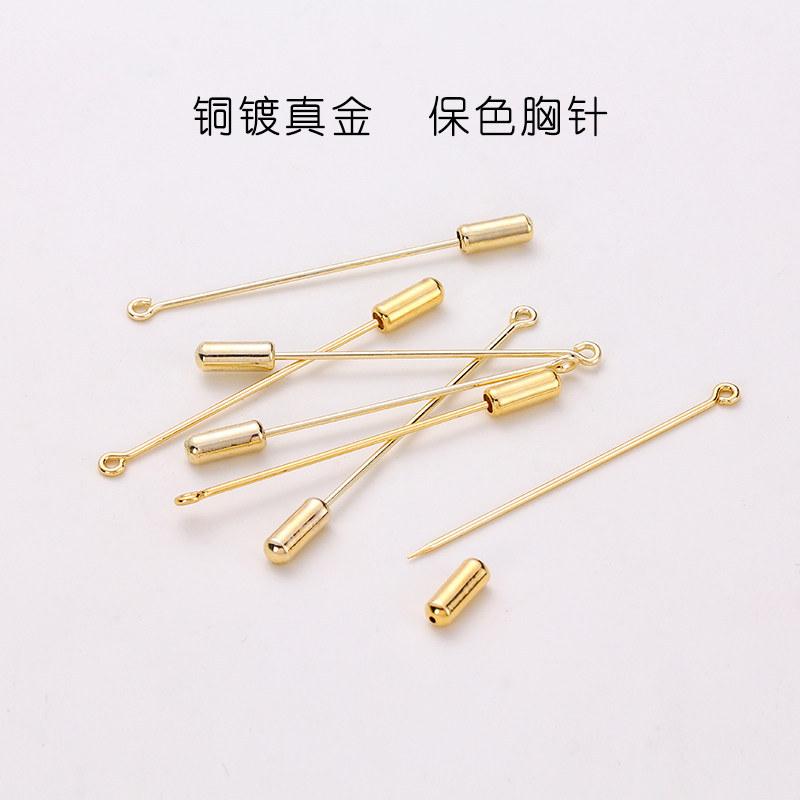 14K18K包金保色9字一字长胸针