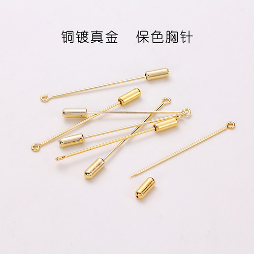 14K18K包金保色9字一字长胸针