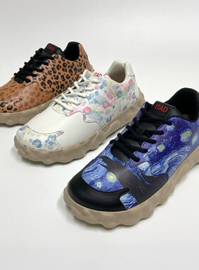 ITAD彩绘鞋 时尚厚底防滑小个子增高鞋 轻便泡泡鞋系带休闲女鞋