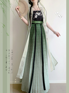 椿屿集原创【夏初】宋制汉服女短袖长干寺齐腰百褶裙日常通勤春夏