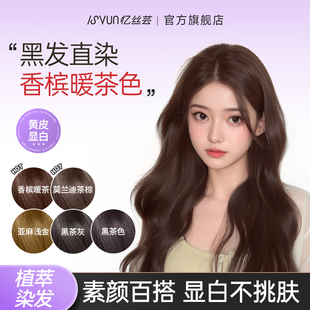 忆丝芸香槟暖茶色染发膏黑茶棕色巧克力棕纯官方正品自己在家染女