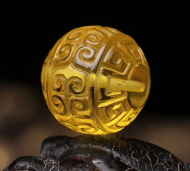 琥珀雕刻金刚星月菩提配珠diy