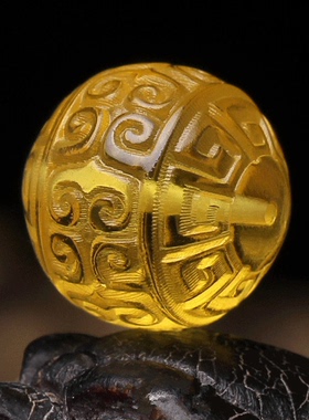 琥珀雕刻金刚星月菩提配珠diy