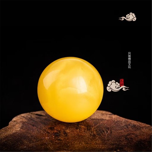 天然鸡油黄琥珀蜜蜡圆珠单珠散珠手串手链大金刚星月菩提配饰配珠