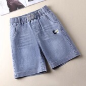 女直筒夏季 高腰宽松5分中裤 2024年新款 薄款 子 牛仔短裤 阔腿五分裤