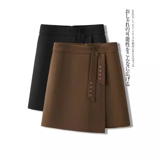 毛呢半身裙子女士装春秋冬季2025新款小个子百褶a字包臀中长短裙