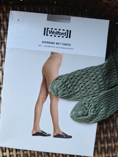 灰绿色 绝版 net Overknee 仿高筒过膝镂空格纹网袜 限量Wolford