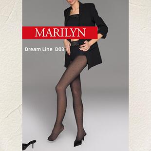 XL24秋冬新品波兰Marilyn D03 天鹅绒蕾丝腰波点30D无足型连裤袜