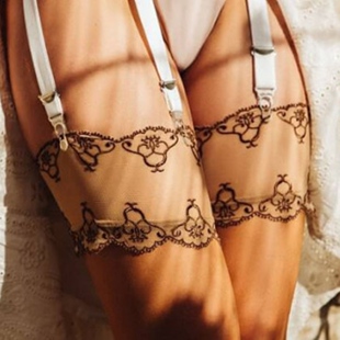 15D 背线蕾丝刺绣袜口纯尼龙无弹力吊带长筒袜 Angel 法国Cervin