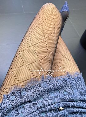 德国kunert子品牌Hudson限量款T裆40D钻石纹网眼菱形格连裤袜1756