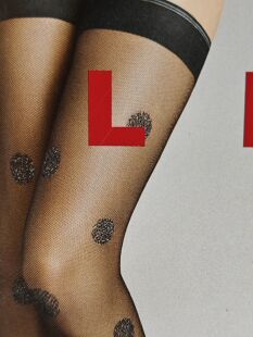 绝版限量款德国FALKE 20D俏皮简约袜口防滑长筒袜大波点提花42009