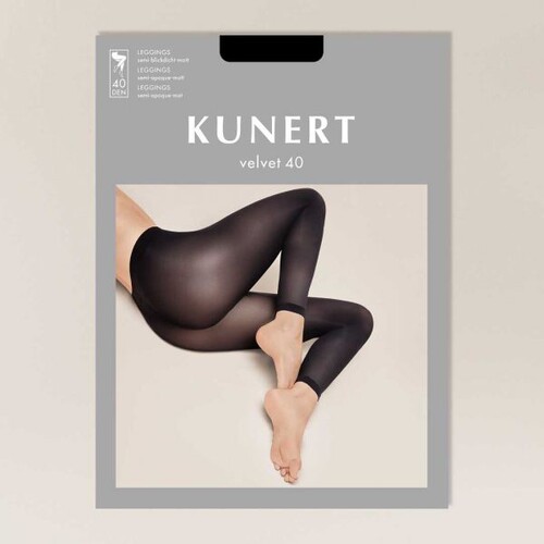 德国KUNERT Velvet 40D 天鹅绒微透肉黑色打底九分袜男女同款秋裤