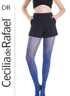 停产限量西班牙CdR Caracas 100DEN宝石蓝镂空提花时尚打底连裤袜