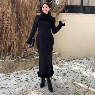 大码女装高级感复古新中式改良旗袍性感收腰显瘦包臀连衣裙2016