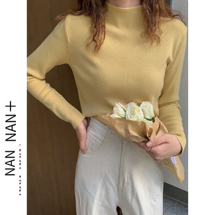 气质内搭叠穿上衣 修身 简约纯色百搭半高领针织打底衫 女秋冬韩版