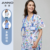 安诺洗手服印花宠物医生护士工作制服刷手衣男女款 小护士