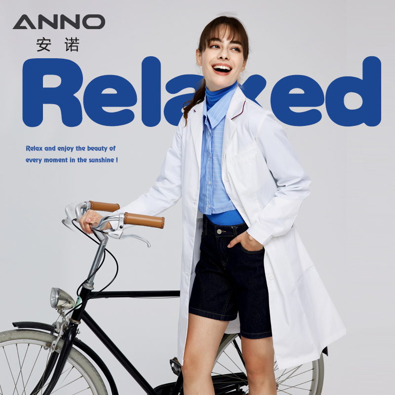 安诺男女款透气护士实验室白大褂