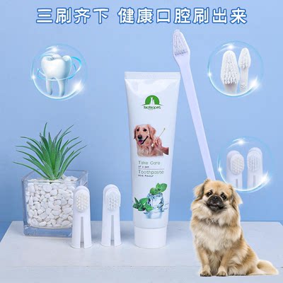 适用袖狗西藏猎犬宠物牙刷牙膏套装狗狗清洁用品口腔用具牙齿指套