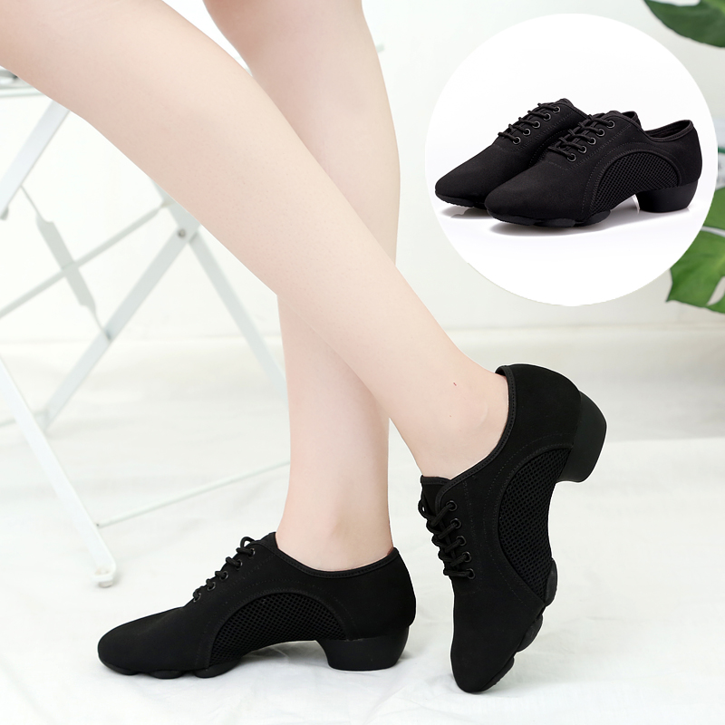 伊兹秋冬高跟软底黑色拉丁舞鞋