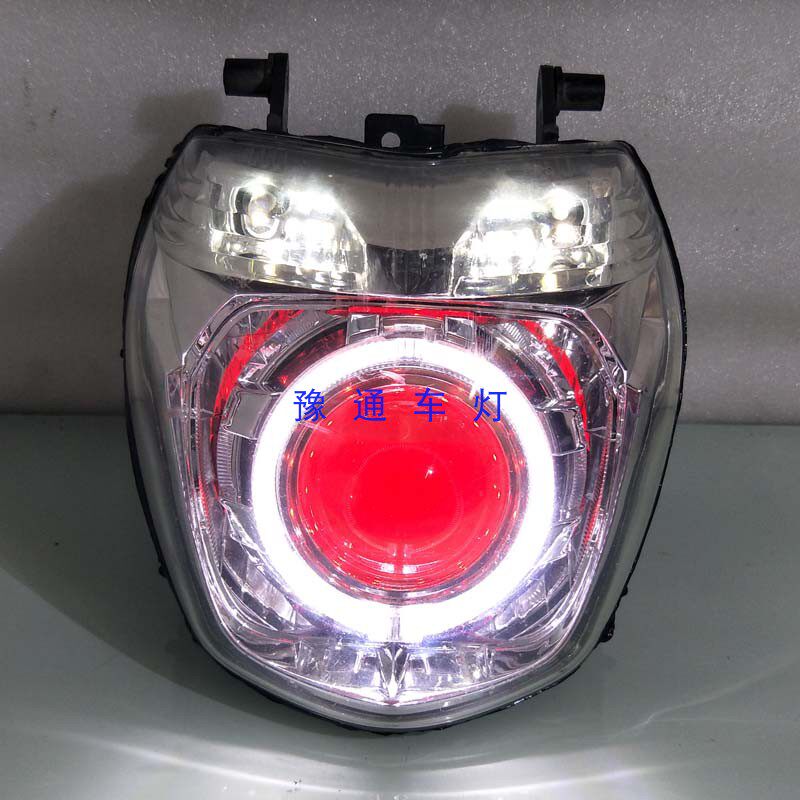 适用铃木GSR400 600大灯总成改装LED双光透镜天使眼恶魔眼