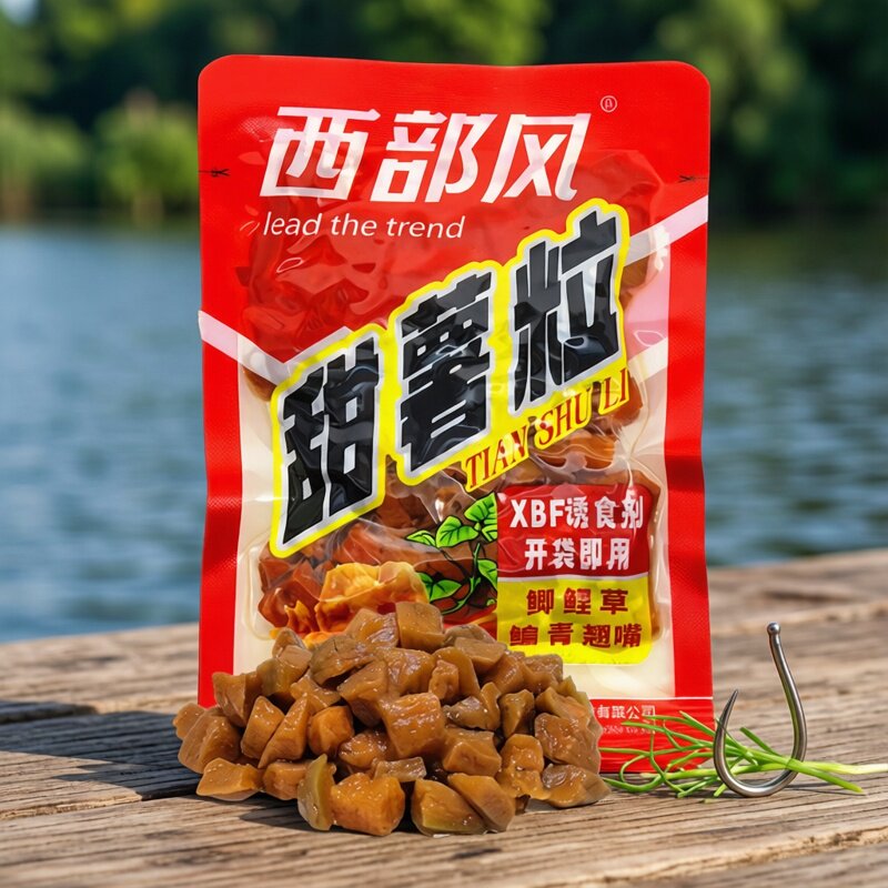 西部风 甜薯粒块鱼饵野钓鲤鱼草鱼薯香味红薯巨物颗粒挂钩钓饵