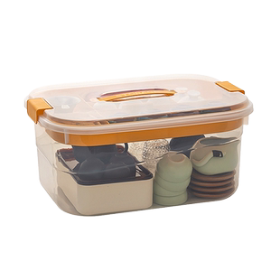 茶具收纳盒透明防尘大容量手提户外杯子整理箱茶杯带盖分格工具箱