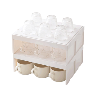 柜内杯子收纳水杯置物架放茶杯玻璃杯马克杯双层收纳架橱柜桌面