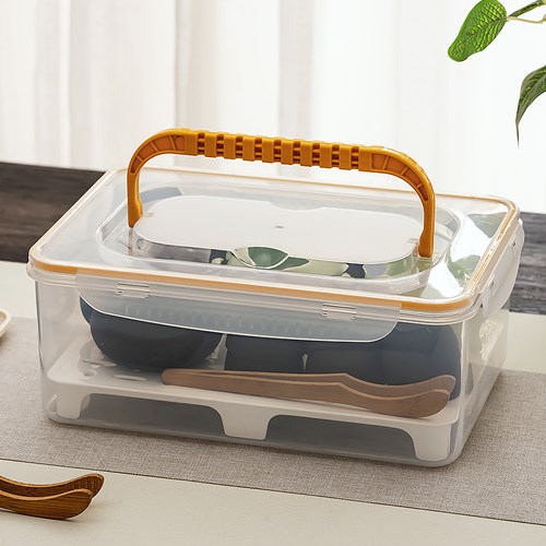 沥水茶具收纳盒手提便携板透明酒杯功夫茶杯茶壶杯子置物架整理箱