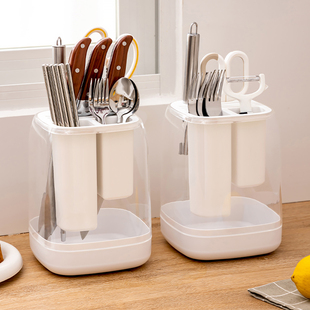 旋转刀架筷笼一体刀座厨房置物架勺子收纳盒辅食刀具多功能收纳桶