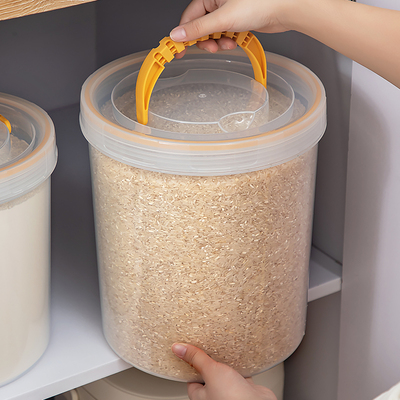 圆形米桶密封米缸家用防虫防潮五谷杂粮淀粉面粉桶厨房透明米箱