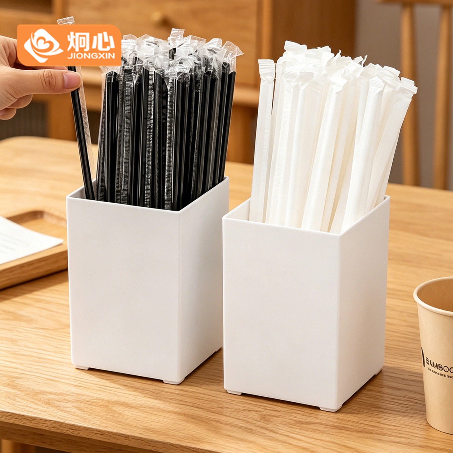 炯心吸管收纳盒吧台容器小盒子一次性杯子工具筷子桶商用竹签筒