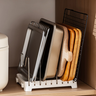 厨房烘焙工具收纳架烤盘收纳神器多用途面包盘烤蛋糕卷模具置物架