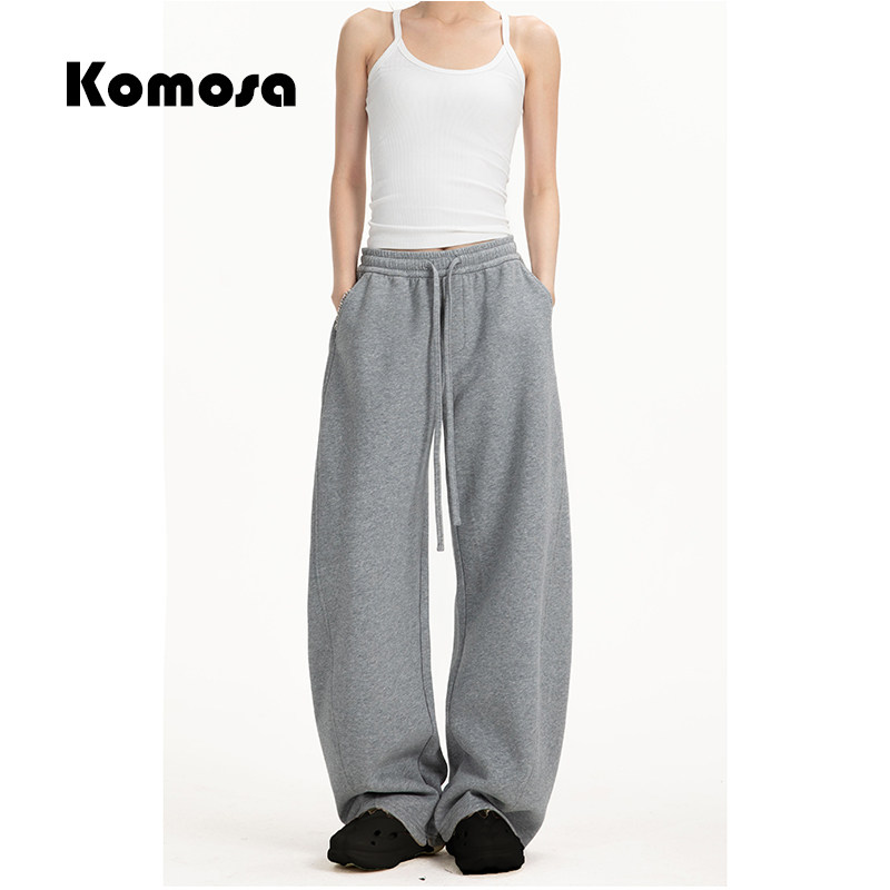 Komosa春秋款运动裤女直筒休闲裤子宽松bf慵懒风阔腿弯刀裤香蕉裤