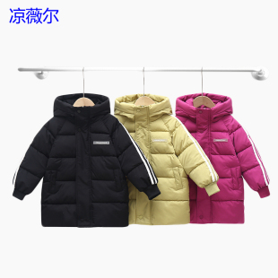 韩版中长款男女童中大童加厚棉服秋冬装儿童宝宝保暖过膝棉袄外套