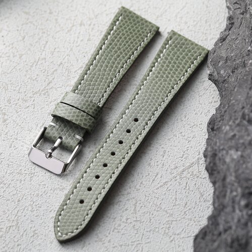 手工蜥蜴纹牛皮表带橄榄绿
