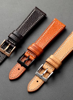 手工意大利牛皮表带18  20 22MM柔软真皮适配古董日志劳帝陀表带