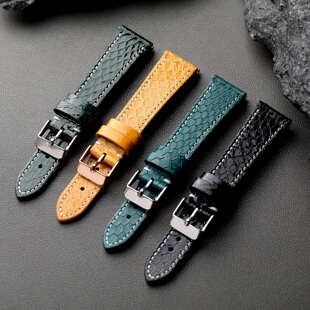 20MM柔软快拆适配华为GT6 41mm真皮表链 手工广花蛇皮表带18