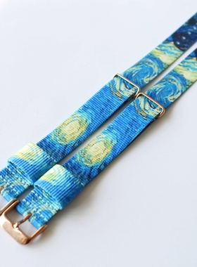 原创梵高复古英伦风适合DW尼龙表带 18/20MM 男/女帆布夜空尼龙带