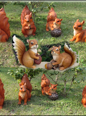 仿真彩绘公园景区卡通小松鼠摆件