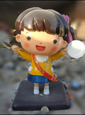 餐厅光盘行动卡通小女孩主题雕塑